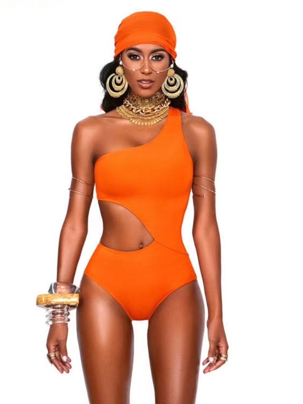 BFYNE One Shoulder Cut-Out Swimsuit